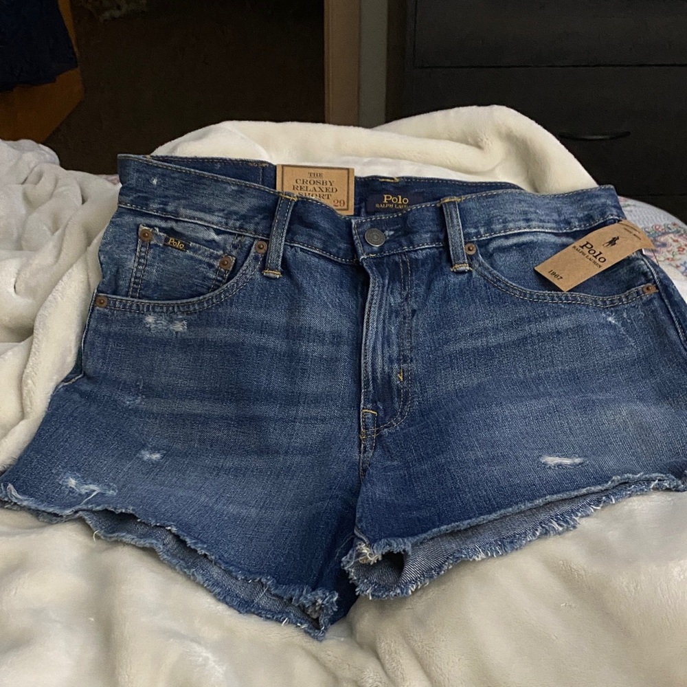 Polo Ralph Lauren Women's Distressed Blue Denim Shorts